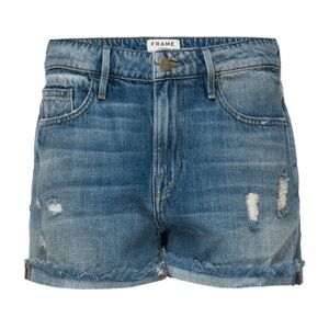 Frame Le Grand Garcon Short Distressed Denim